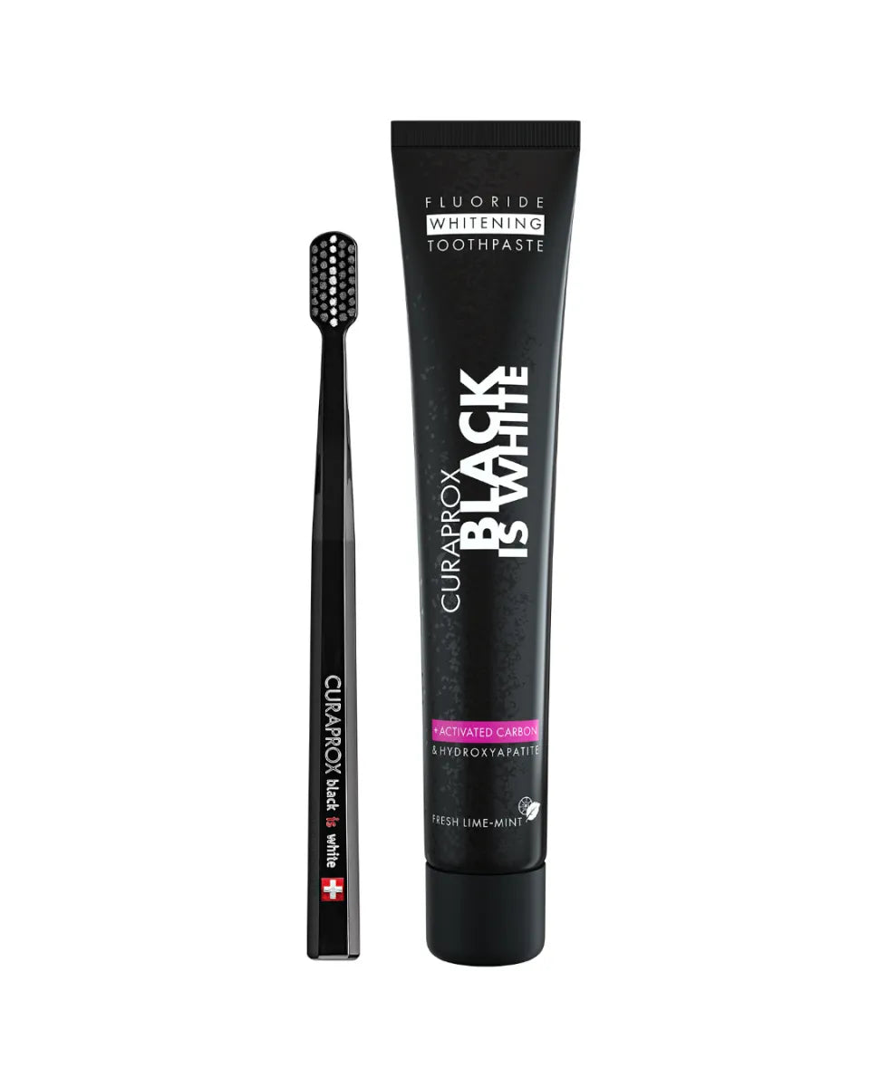 Pasta de Dientes Black is White 90 ml + Cepillo de Dientes CURAPROX® Ultra Soft CS 5460