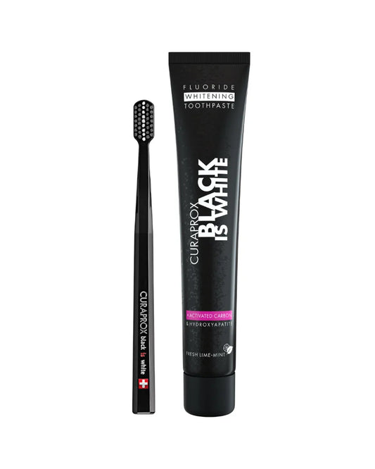 Pasta de Dientes Black is White 90 ml + Cepillo de Dientes CURAPROX® Ultra Soft CS 5460